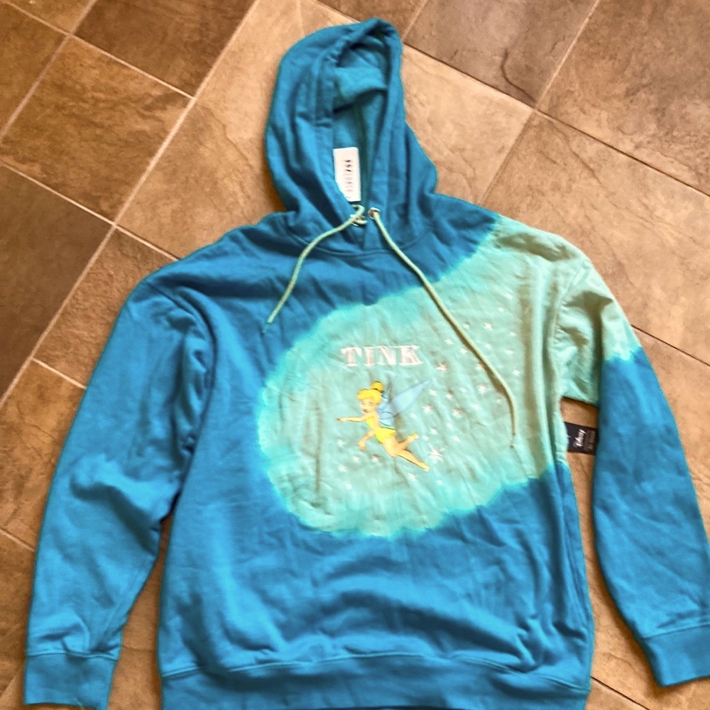 New with tags Disney Peter Pan Tinker Bell Radial Dye Hoodie - Picture 2 of 6